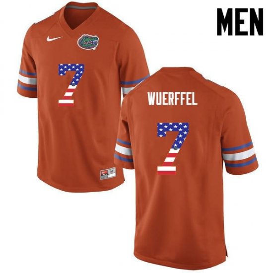 Men's Florida Gators #7 Danny Wuerffel NCAA Nike Orange USA Flag Fashion Authentic Stitched College Football Jersey CGJ2462JS